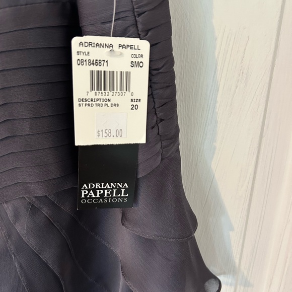 Adrianna Papell Gray Sheath Mini Dress V-Neck Flutter Sleeve - Picture 2 of 4